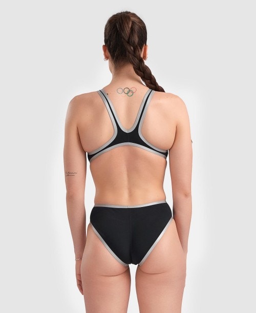 COSTUME INTERO ARENA DONNA W ARENA ONE BIGLOGO ONE PIECE BLACK-SILVER_R
