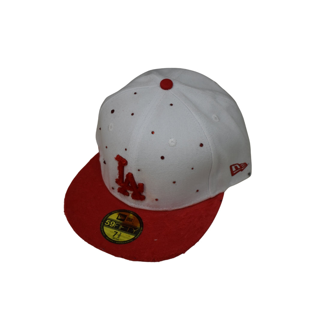 CUSTOM - LA Dodgers 'Velvet Red' Bianco - Visiera e Strass Rossi